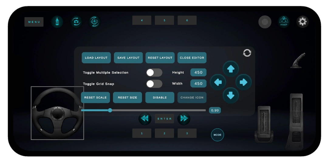 Control layout editor app interface